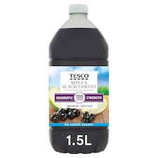 Tesco Quadruple Strength Apple & Blackcurrant Squash No Added Sugar 1.5L