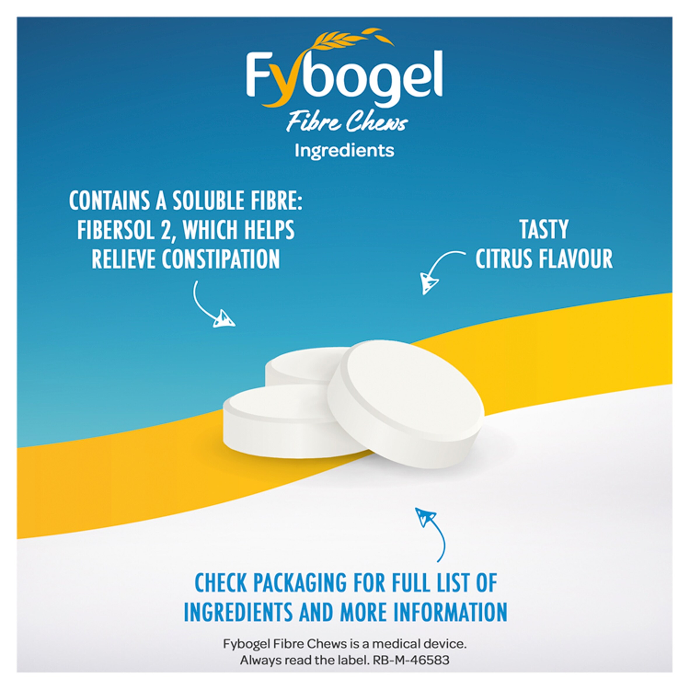 Fybogel FibreChews Chewable Tablets - Citrus Flavour 30s thumbnail 4