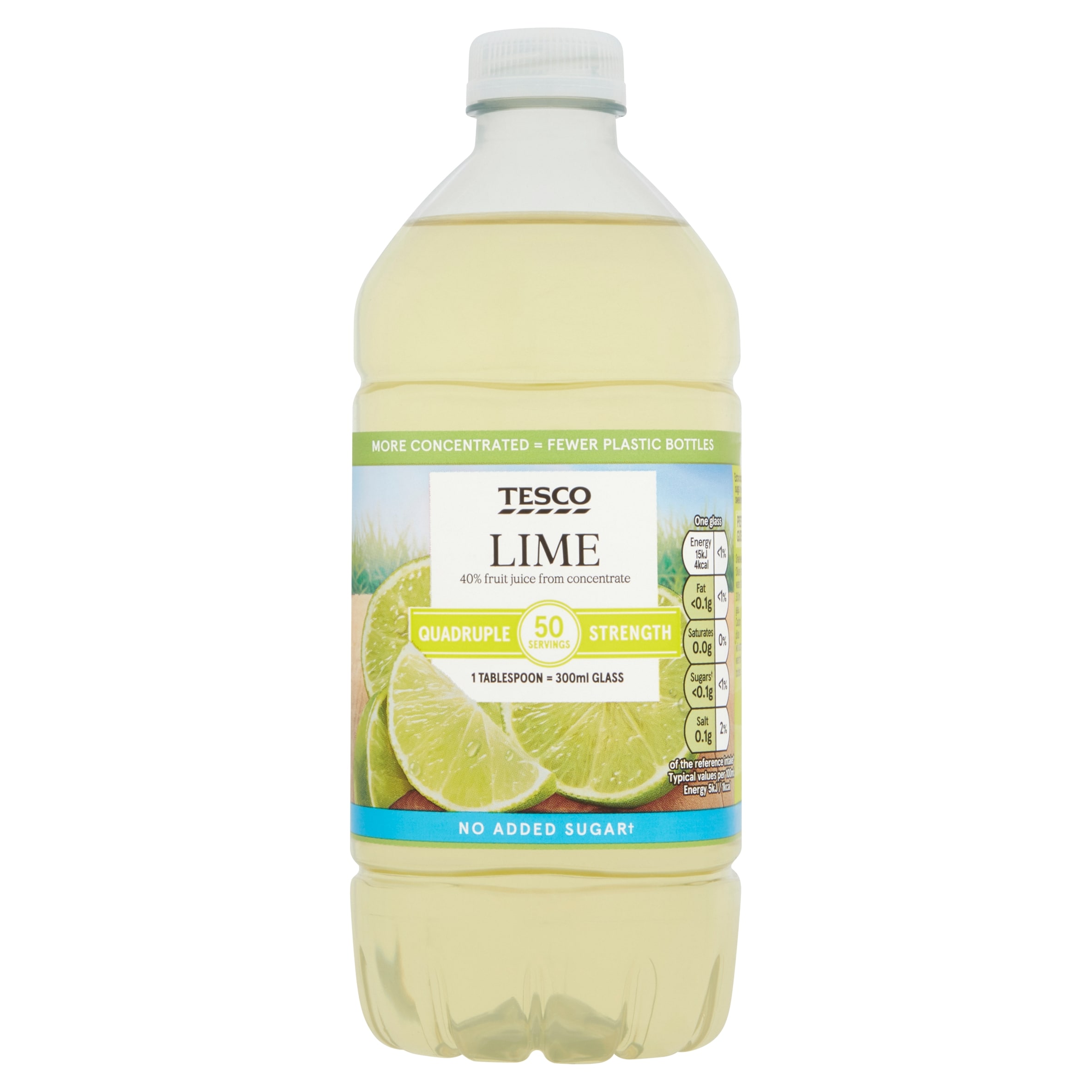 Tesco Quadruple Strength Lime No Added Sugar 750Ml