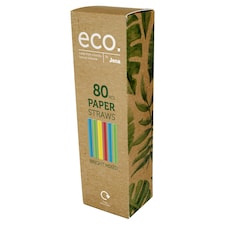 Eco striped paper straws 80pk