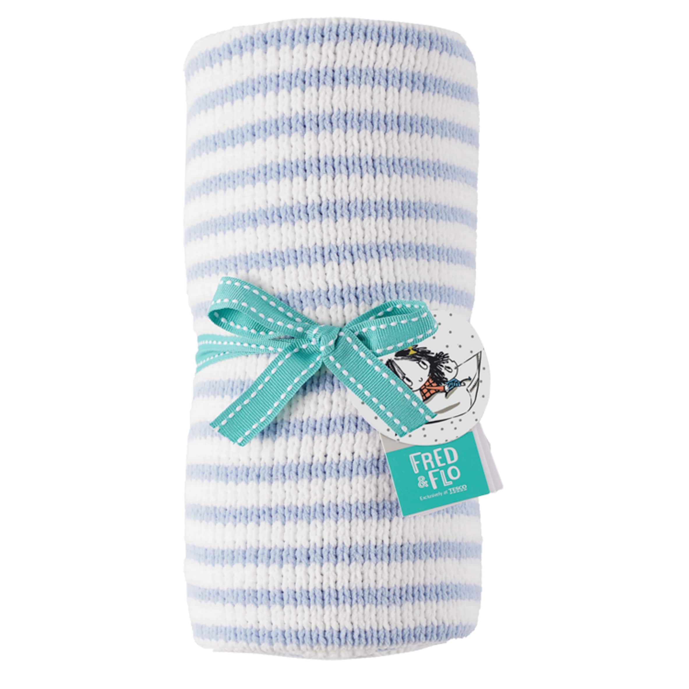 Fred & Flo Striped Blue Chenille Blanket