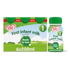 Cow & Gate 1 First Infant Baby Milk Formula Liquid Multipack Ready to Feed from Birth 6x200ml