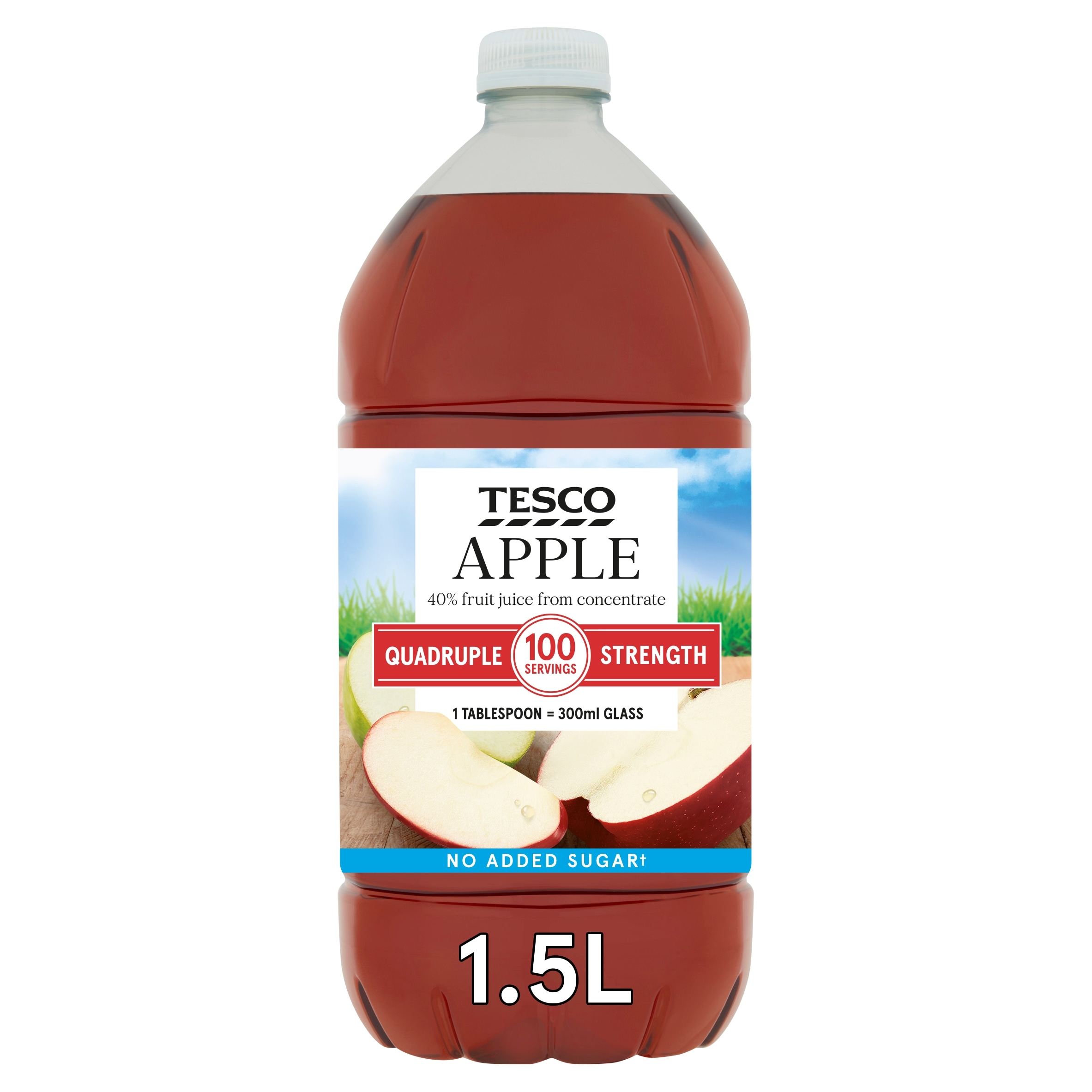 Tesco Quadruple Strength Apple Squash No Added Sugar 1.5L