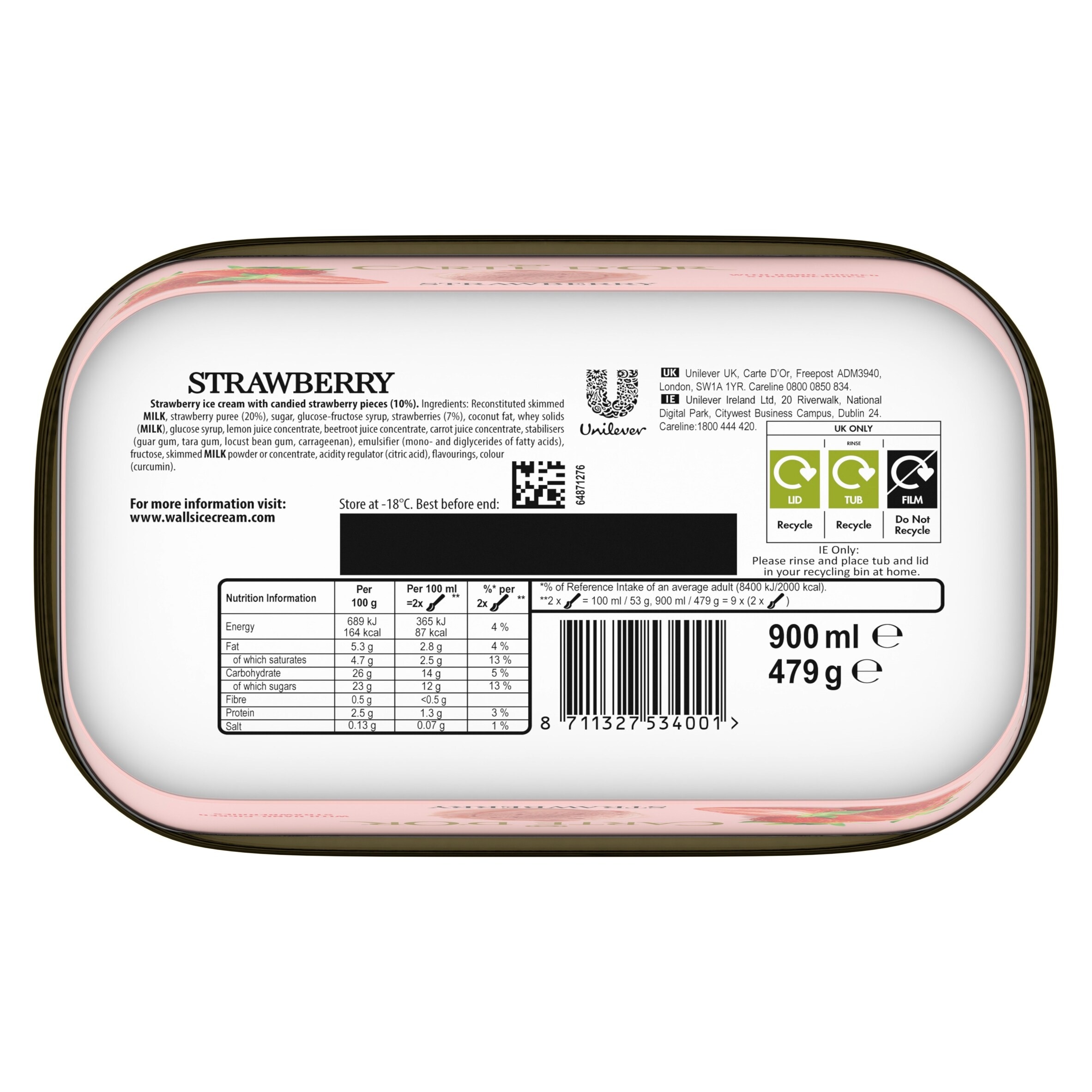Carte D'or Strawberry Ice Cream Tub 900ml thumbnail 3