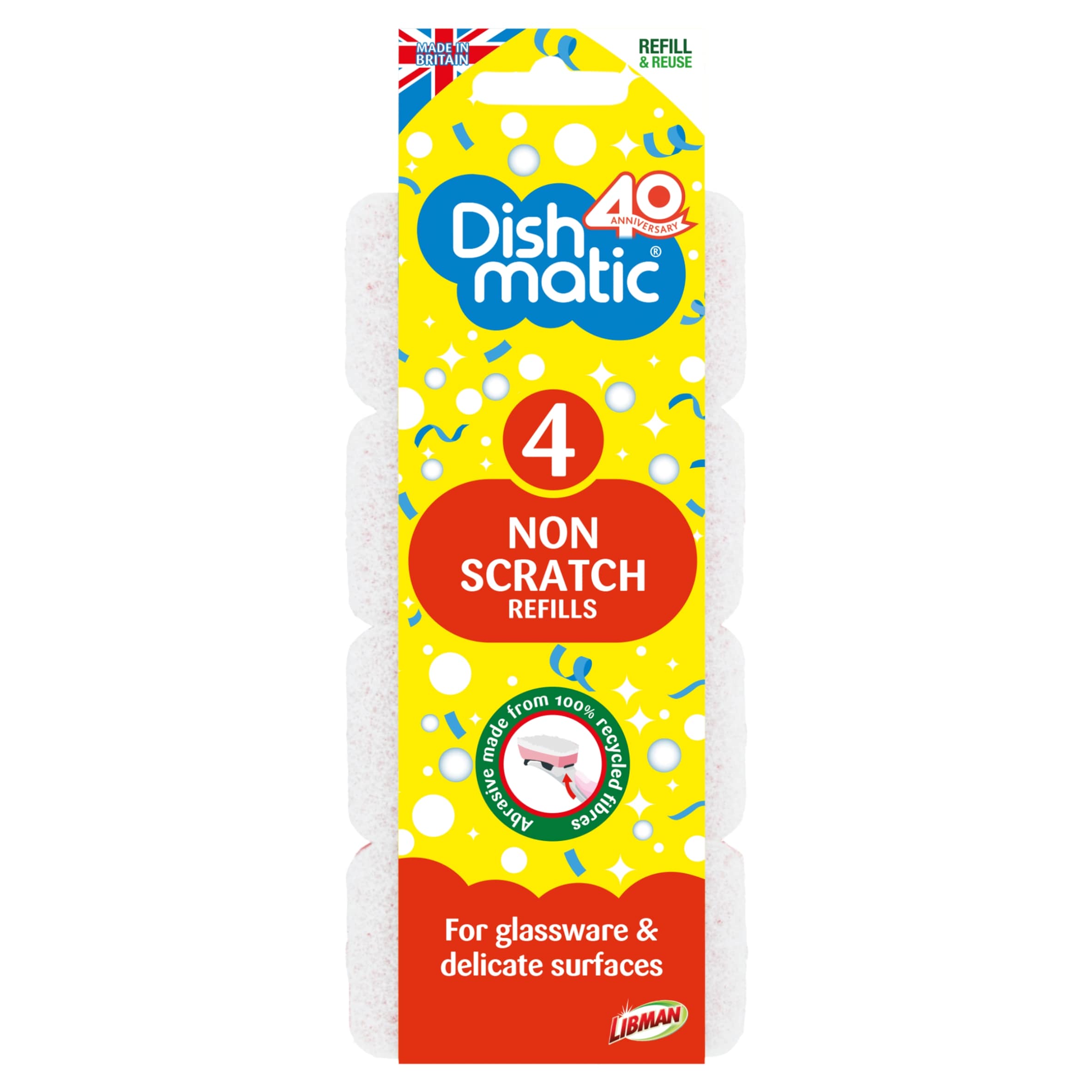 Dishmatic Scourer Refill - Non Scratch 4 Pack