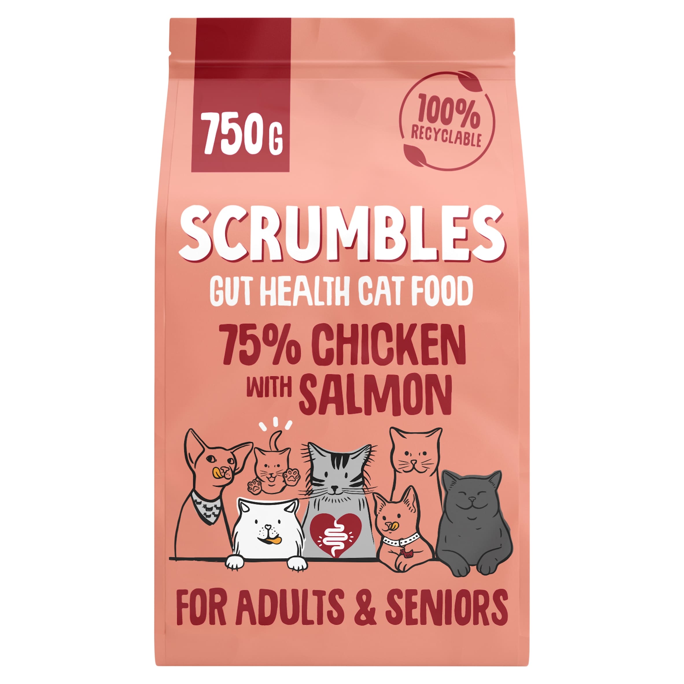 Scrumbles Adult & Seniors Dry Cat Food Chicken with Salmon