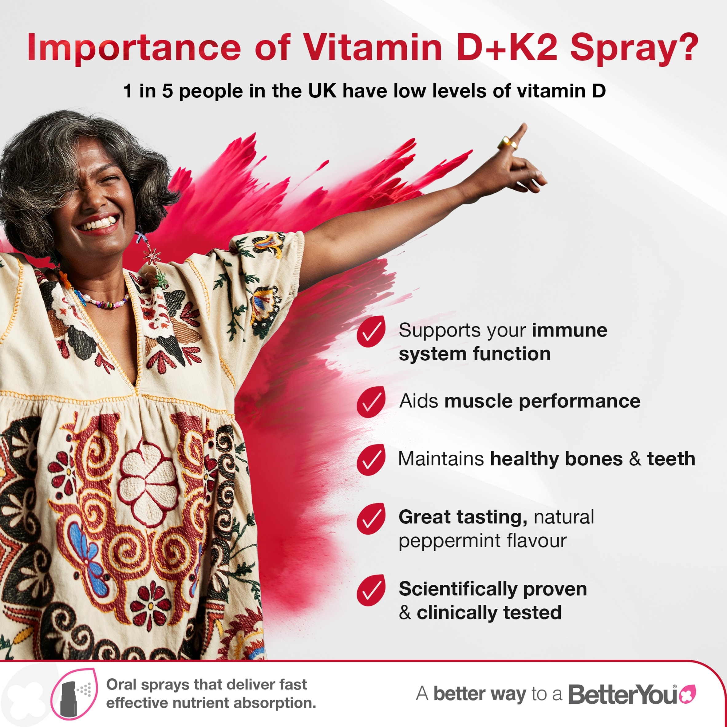 BetterYou D3000+K2 Vitamin D+K2 Daily Oral Spray - 12ml thumbnail 2