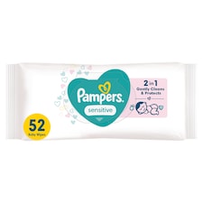Pampers Sensitive Baby Wipes Plastic Free 52 Pack