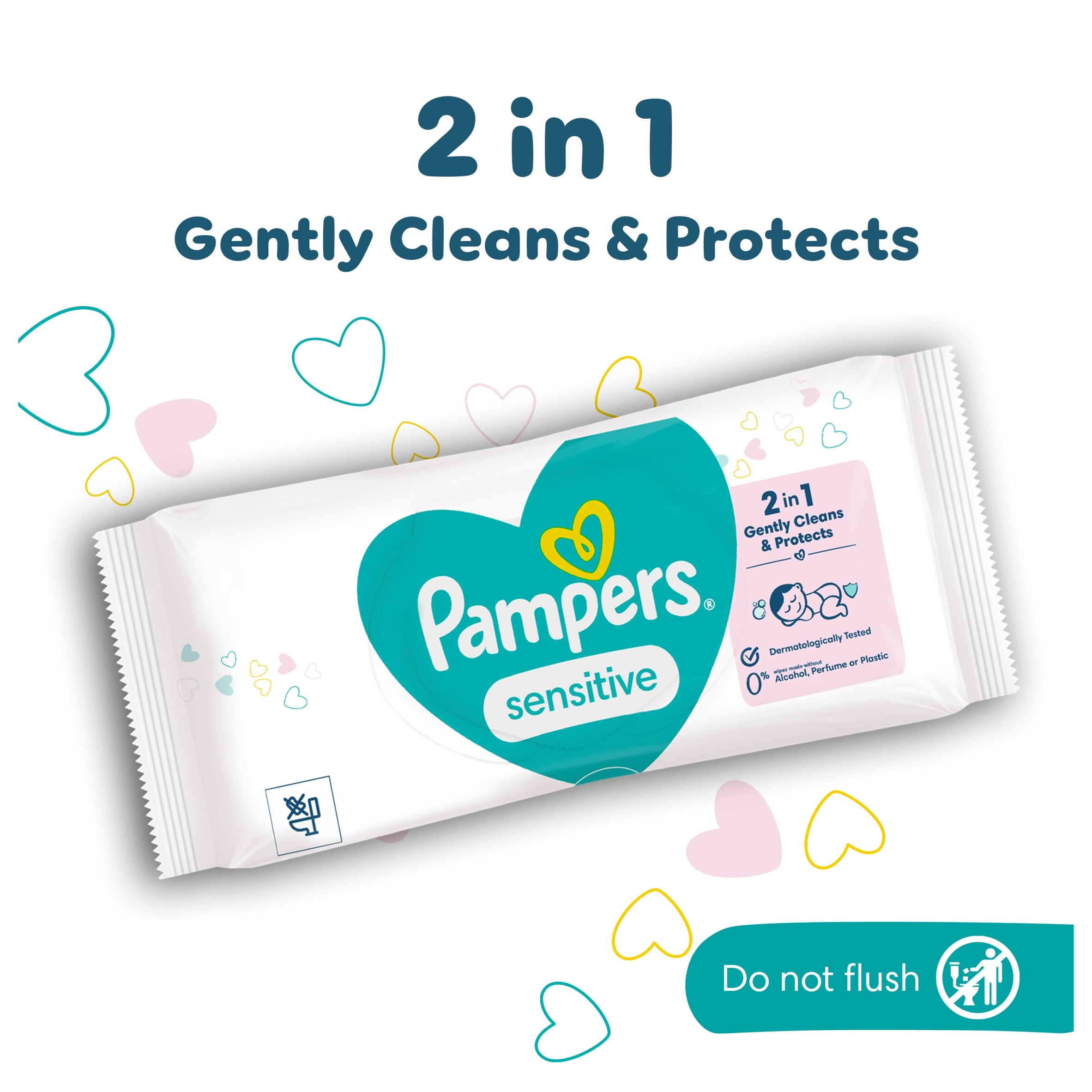 Pampers Sensitive Baby Wipes Plastic Free 52 Pack thumbnail 2
