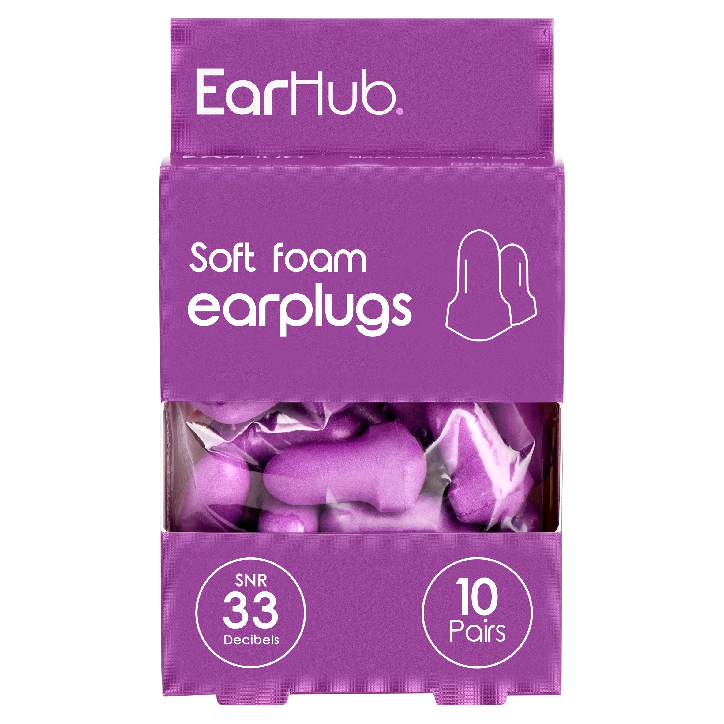 EarHub Soft Foam Earplugs 10 Pairs