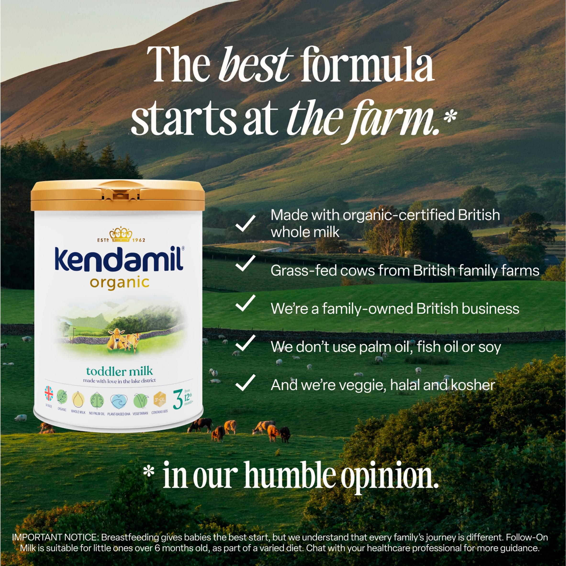 Kendamil Organic Stage 3 Toddler Milk 800G thumbnail 4