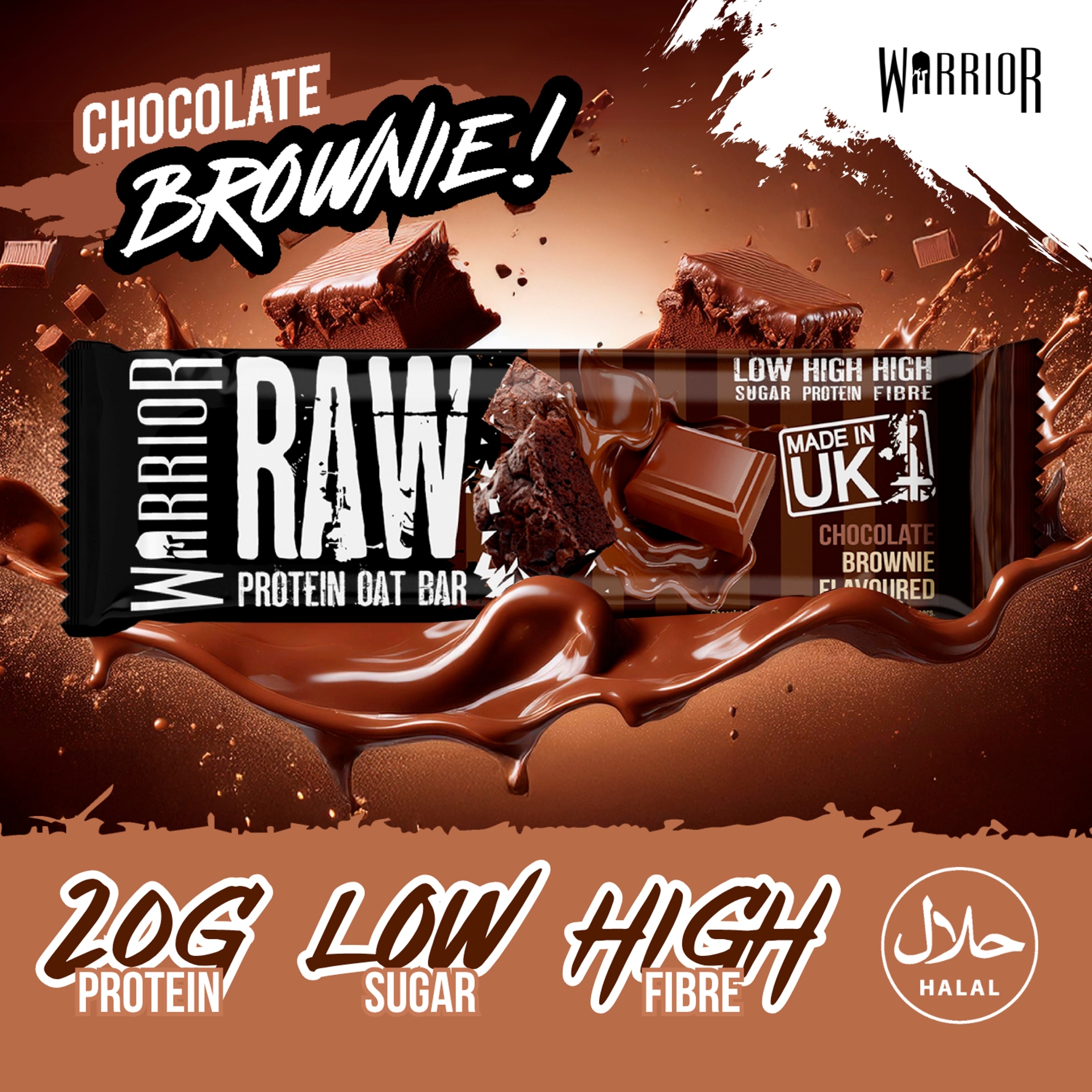 Warrior Raw Prtn Flapjack Chocolate Brownie 75G thumbnail 2
