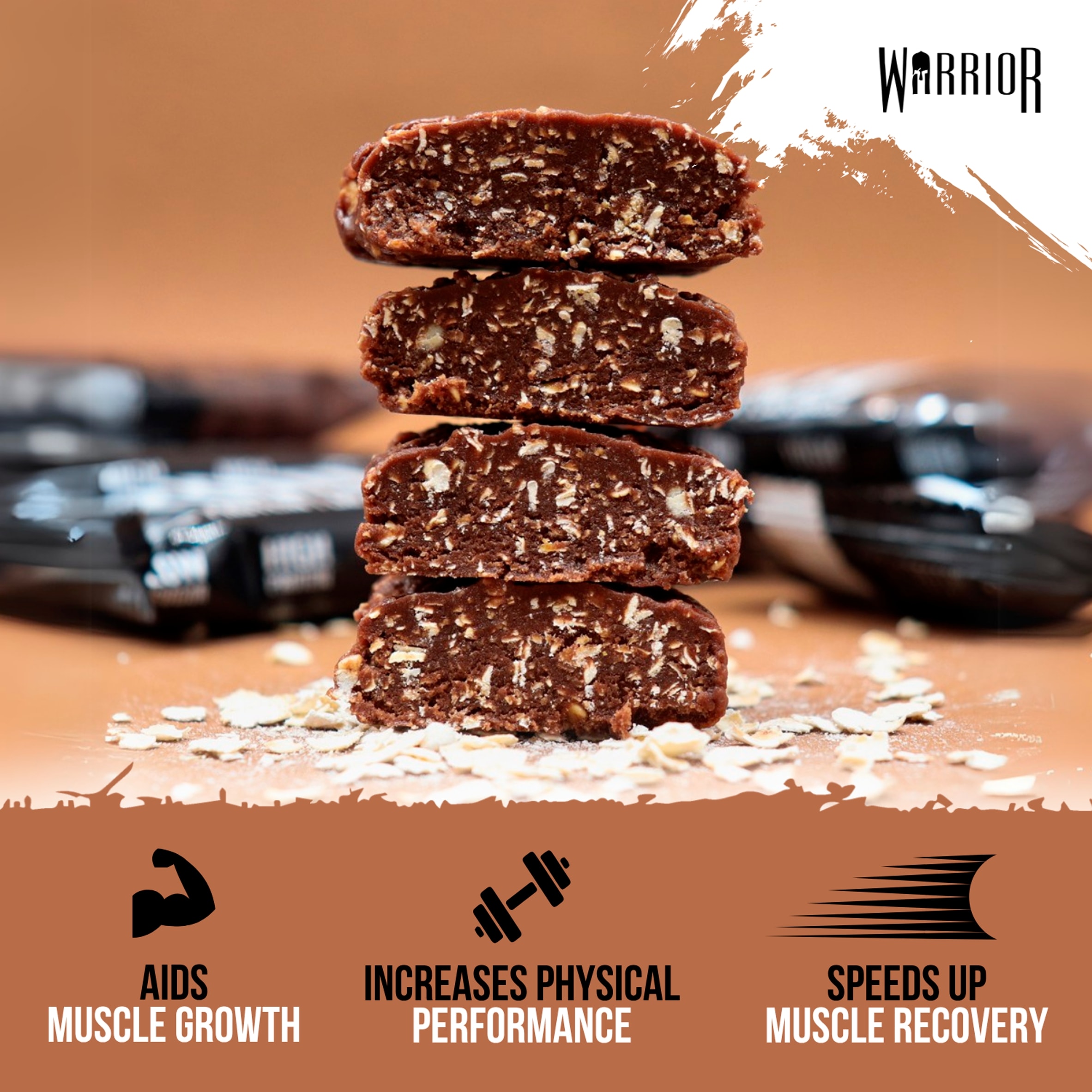 Warrior Raw Prtn Flapjack Chocolate Brownie 75G thumbnail 3