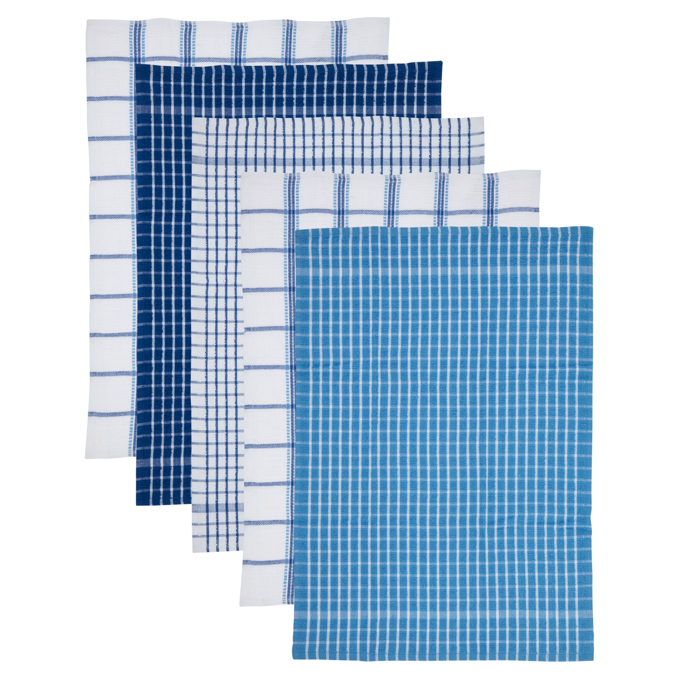 Tesco Recycled Cotton Terry Tea Towel 5 Pack Blue
