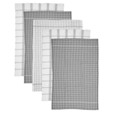 Tesco Recycled Cotton Terry Tea Towel 5 Pack Grey