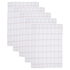 Tesco Linear Check Tea Towels 5 Pack Stone