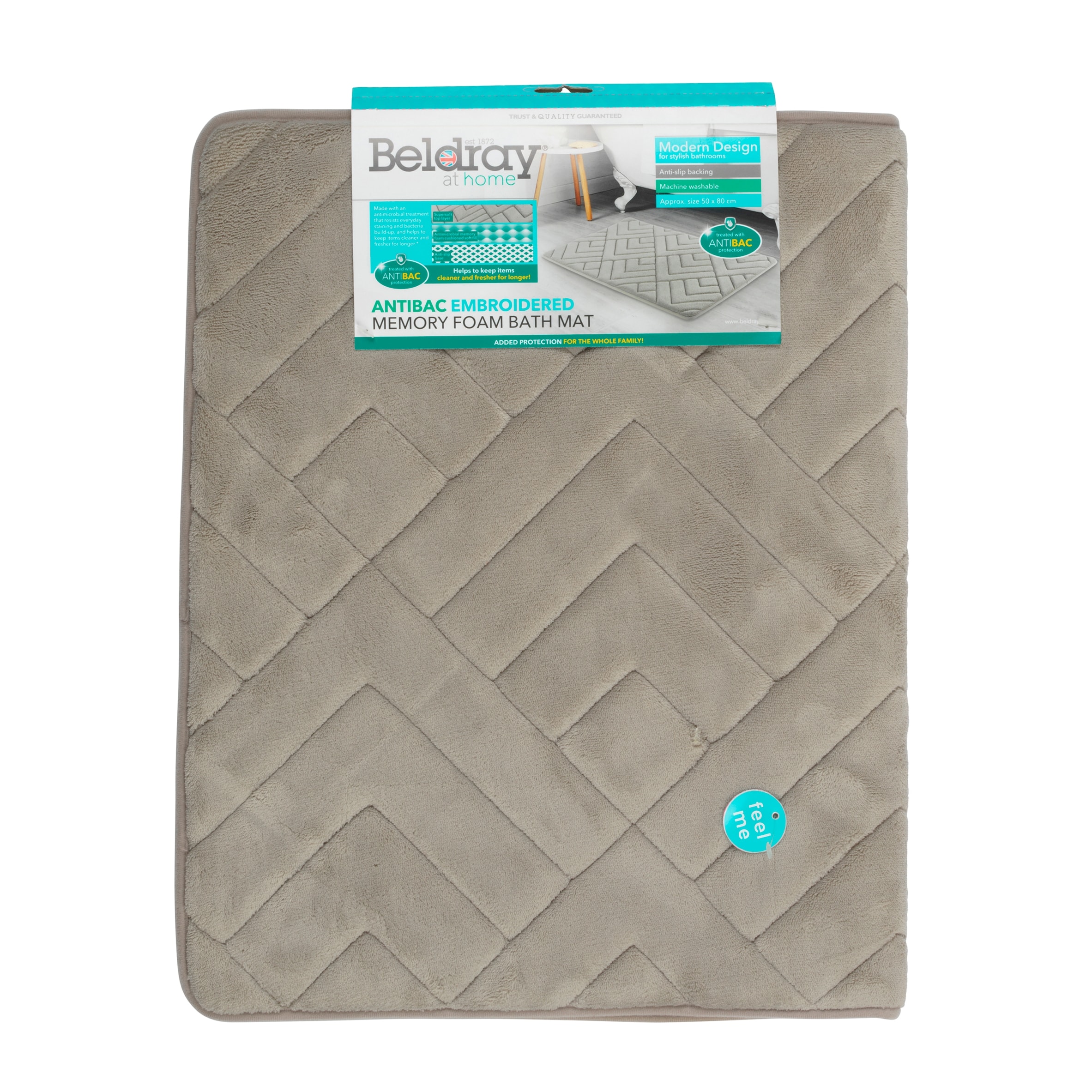 Antibacterial Memory Foam Bath Mat Grey
