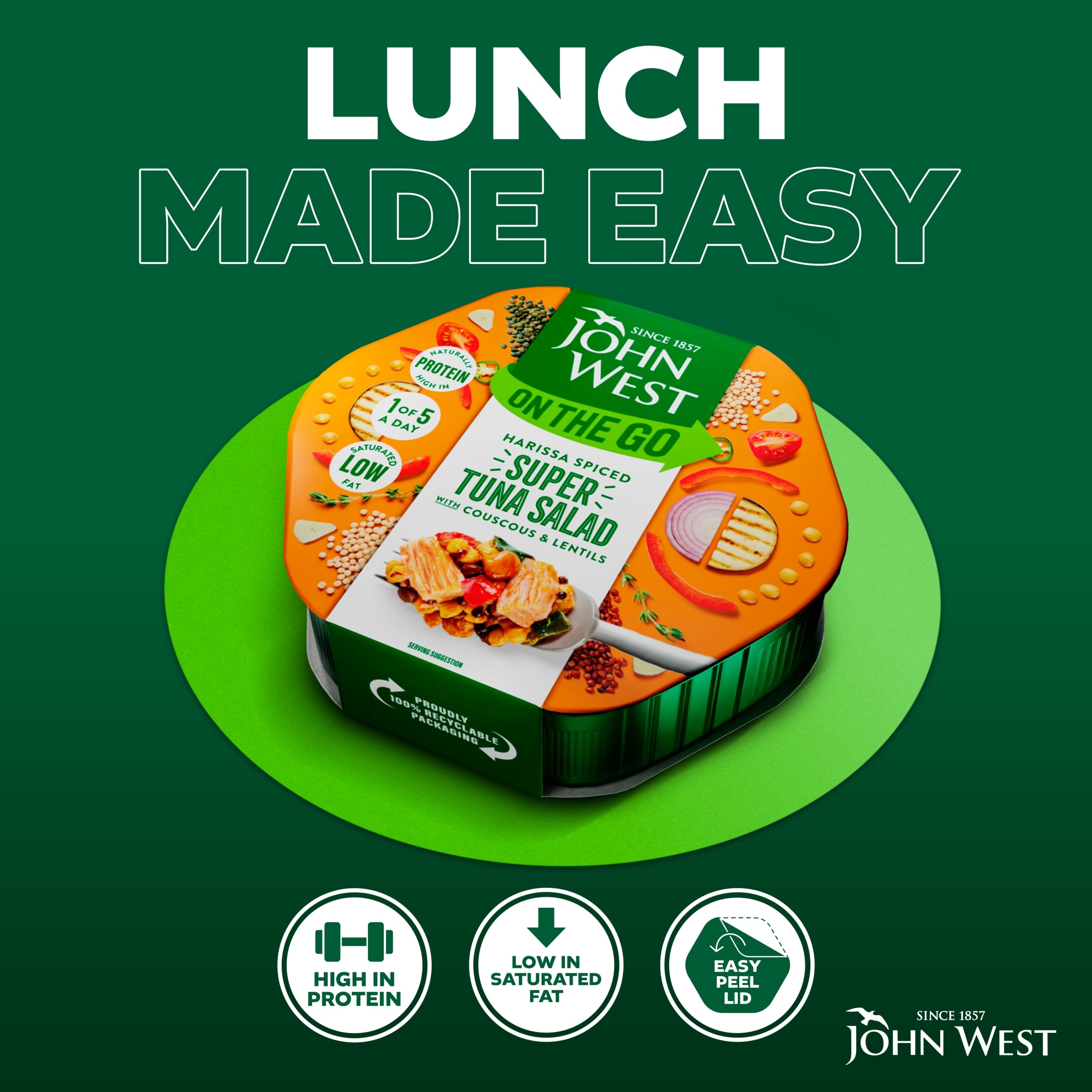 John West On The Go Harissa Spiced Super Tuna Salad 220g thumbnail 2