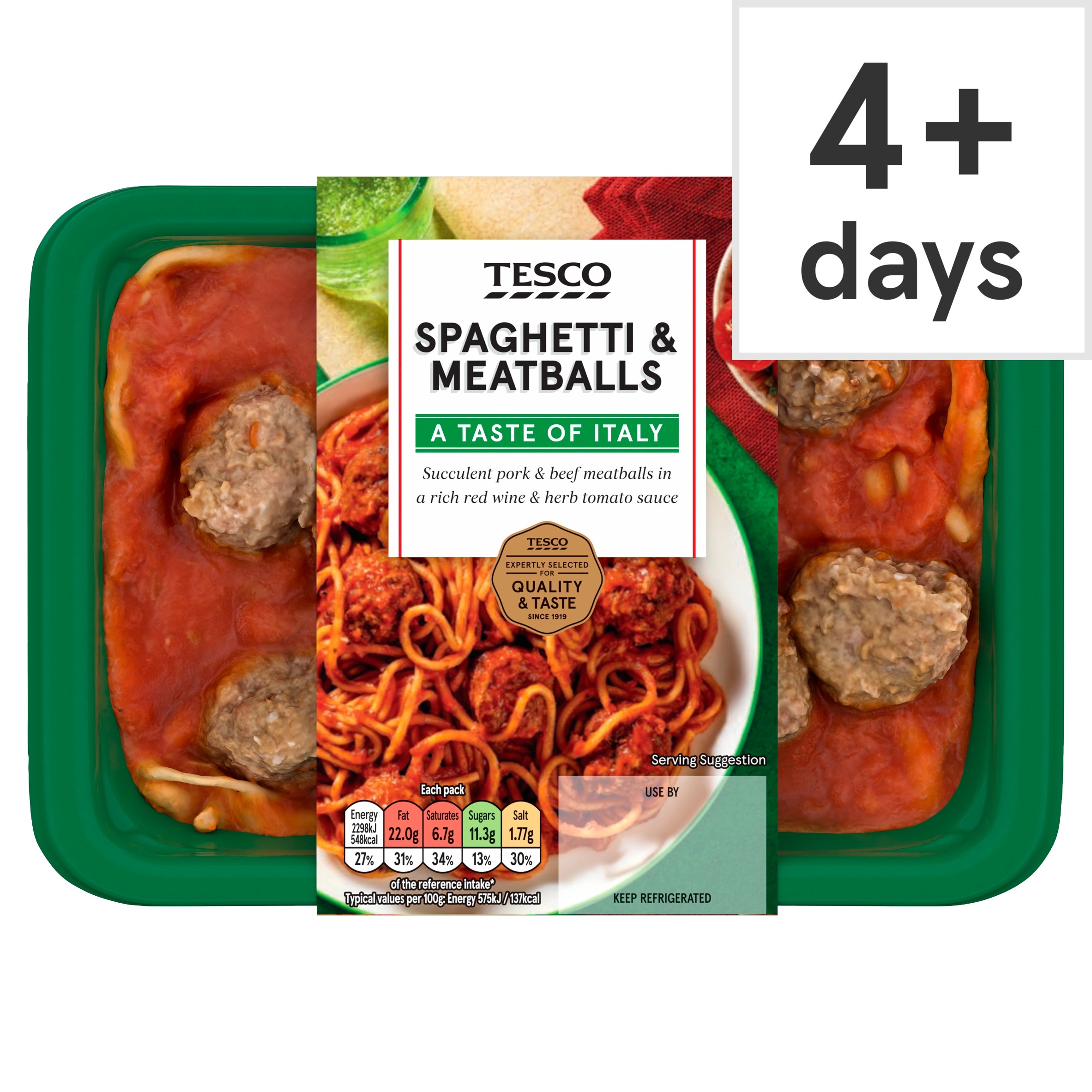 Tesco Spaghetti & Meatballs 400G
