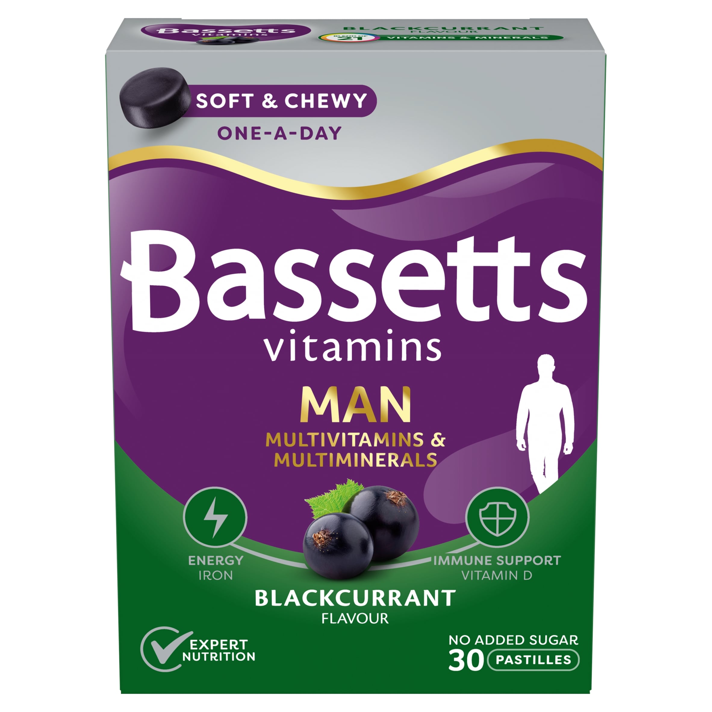 Bassetts Vitamins Man Blackcurrant Multivitamin Pastilles 30s