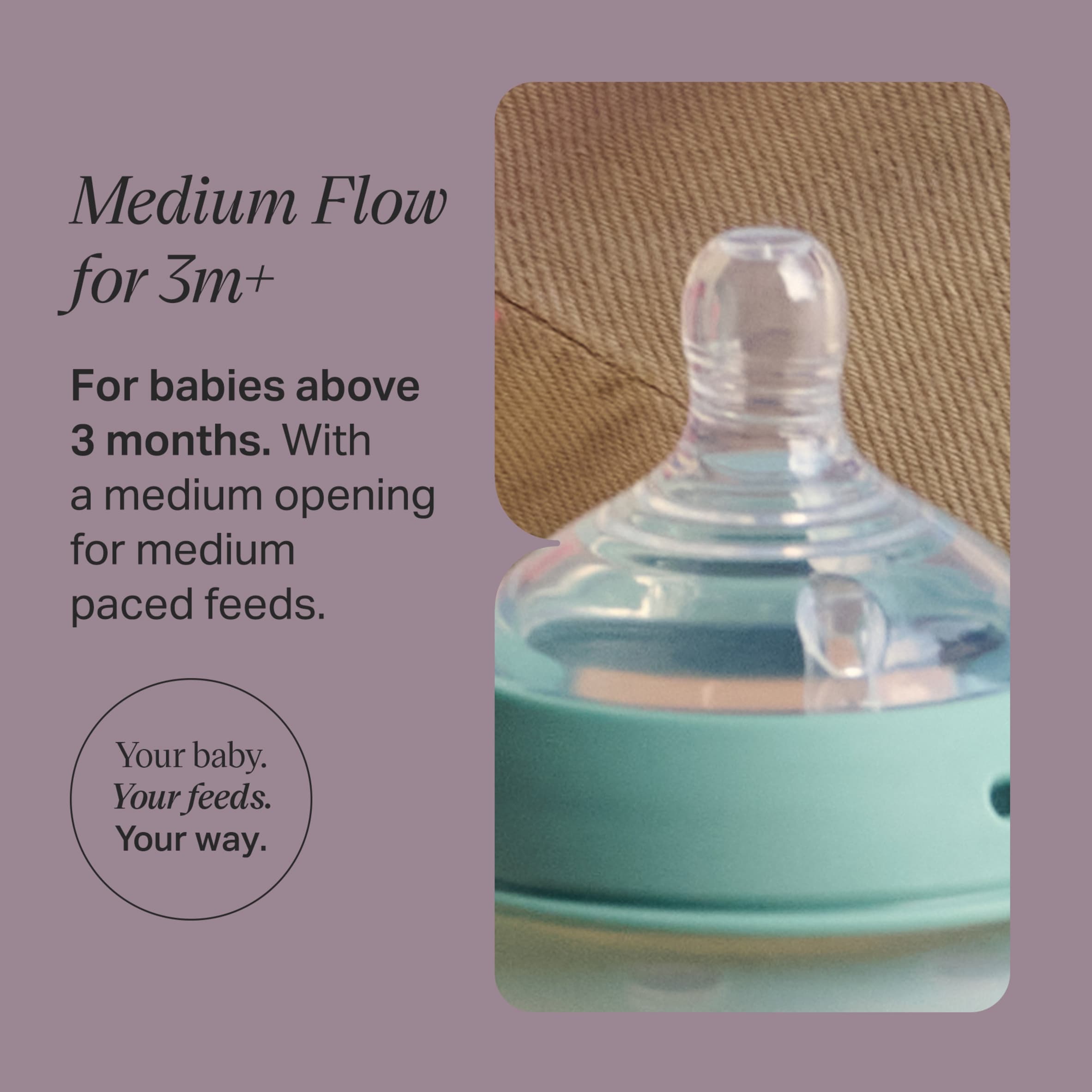 Tommee Tippee Natural Start Baby Bottle Teats Medium Flow 3m+ 2 Pack thumbnail 3