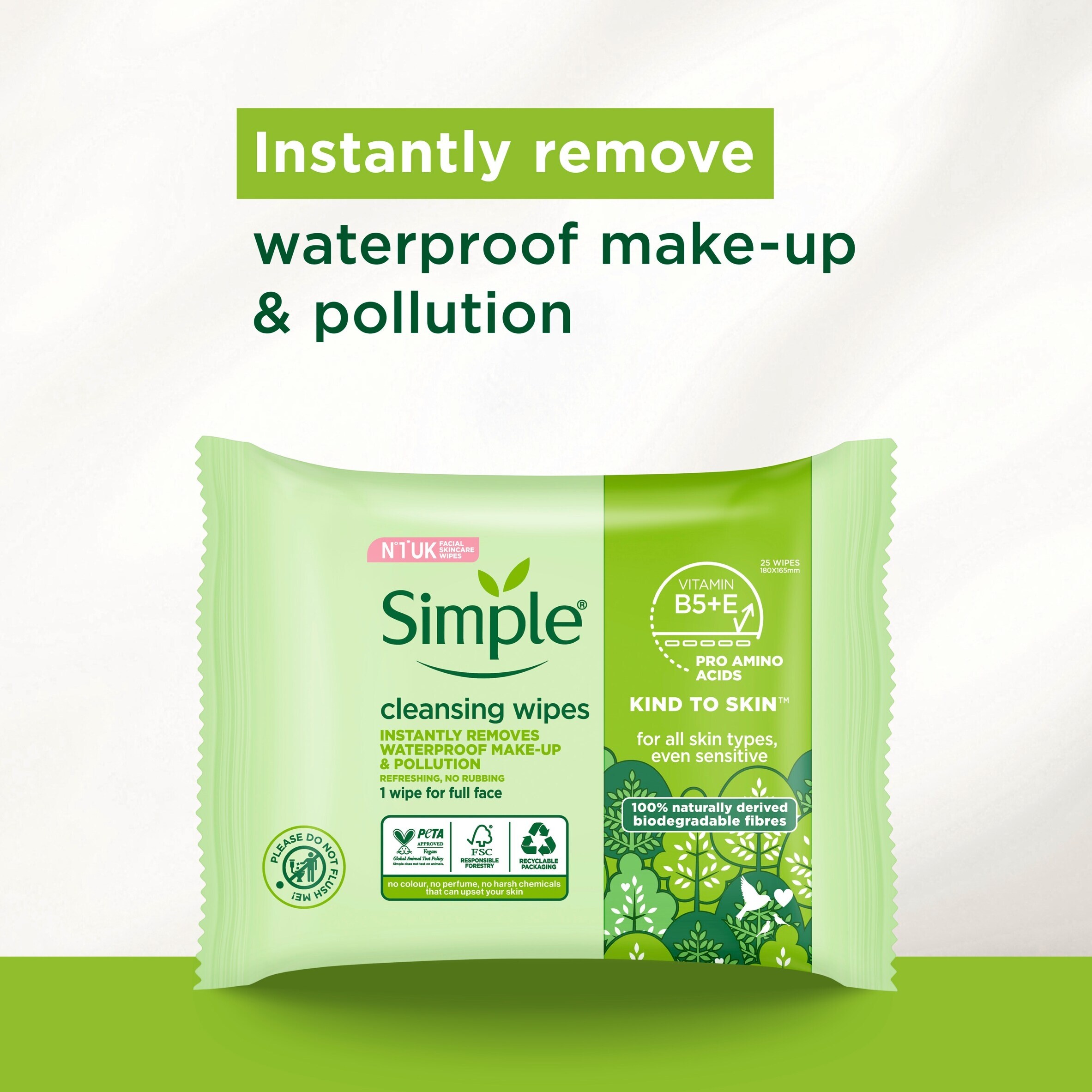 Simple Biodegradable Cleansing Wipes 25Pack thumbnail 4