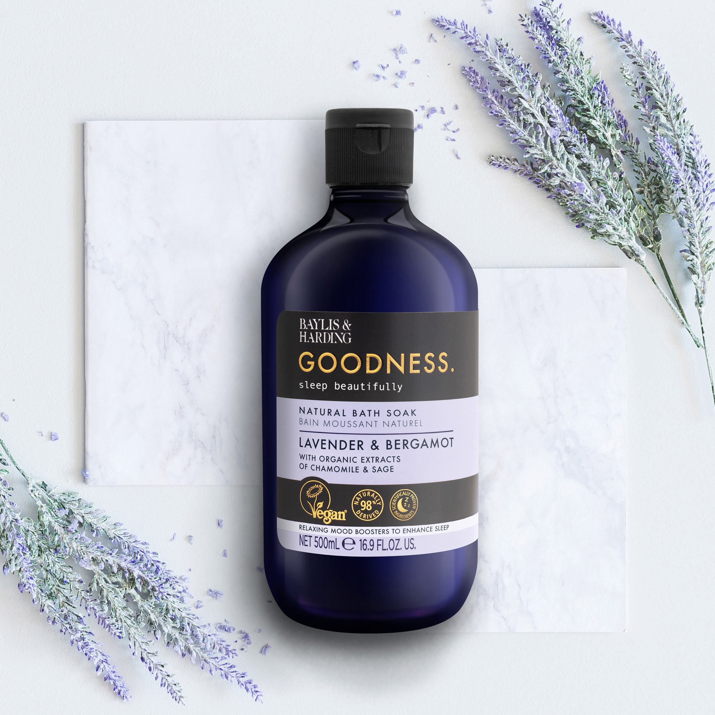 Baylis & Harding Goodness Natural Bath Soak - Lavender & Bergamot 500ml thumbnail 3