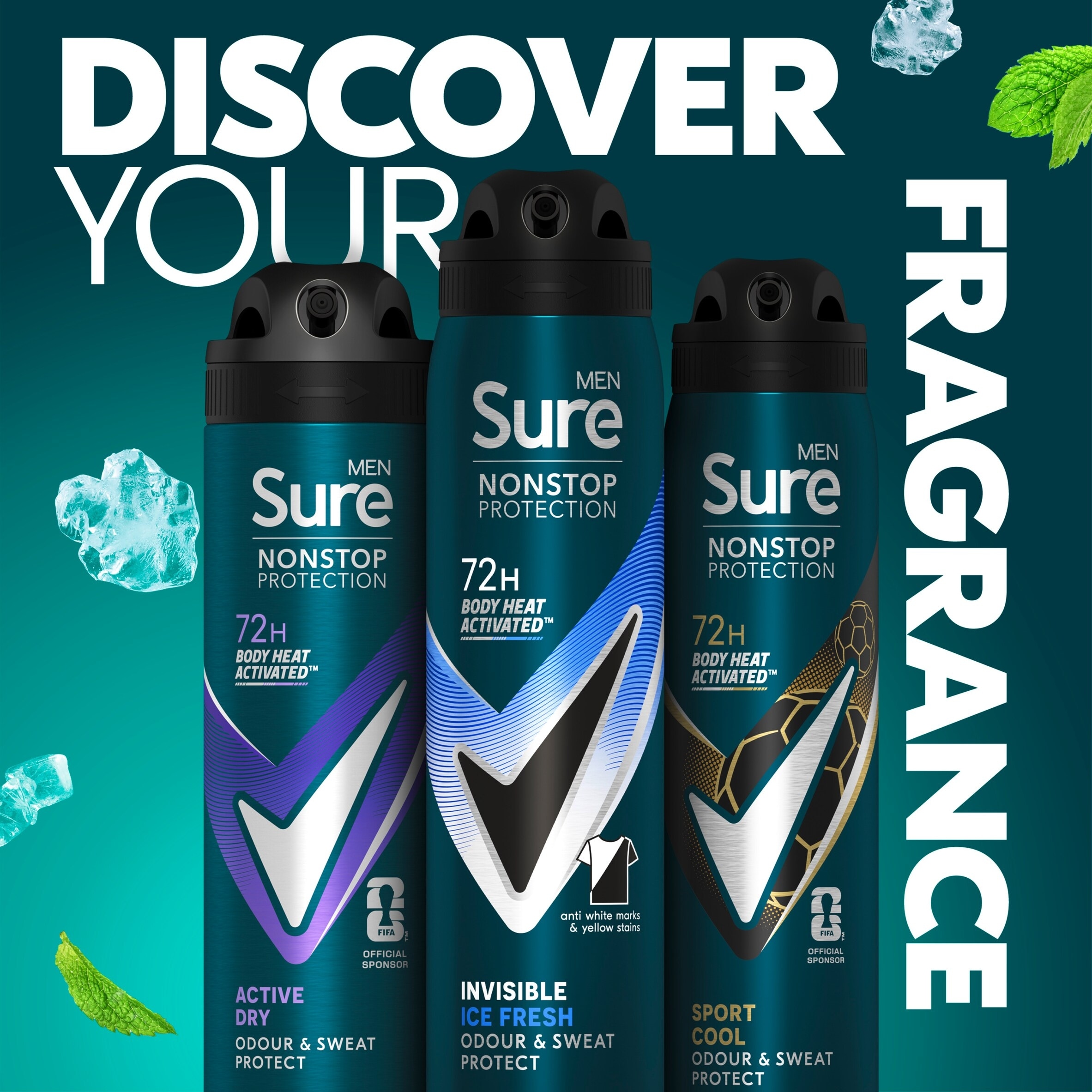 Sure Men Invisible Ice Fresh 72h Nonstop Protection Antiperspirant Deodorant 250ml thumbnail 5