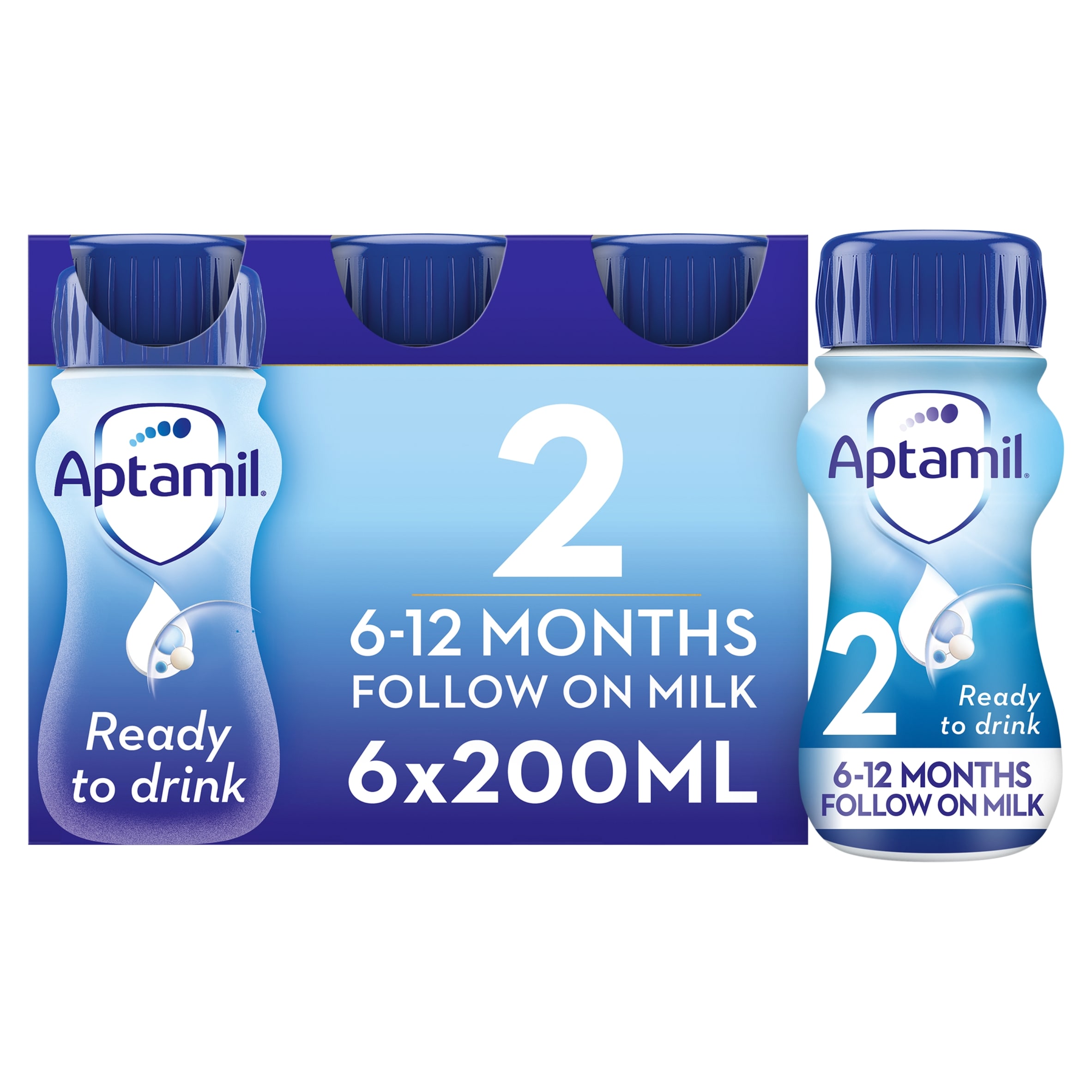 Aptamil 2 Follow On Formula Baby Milk Liquid 6-12 Months Multipack 6x