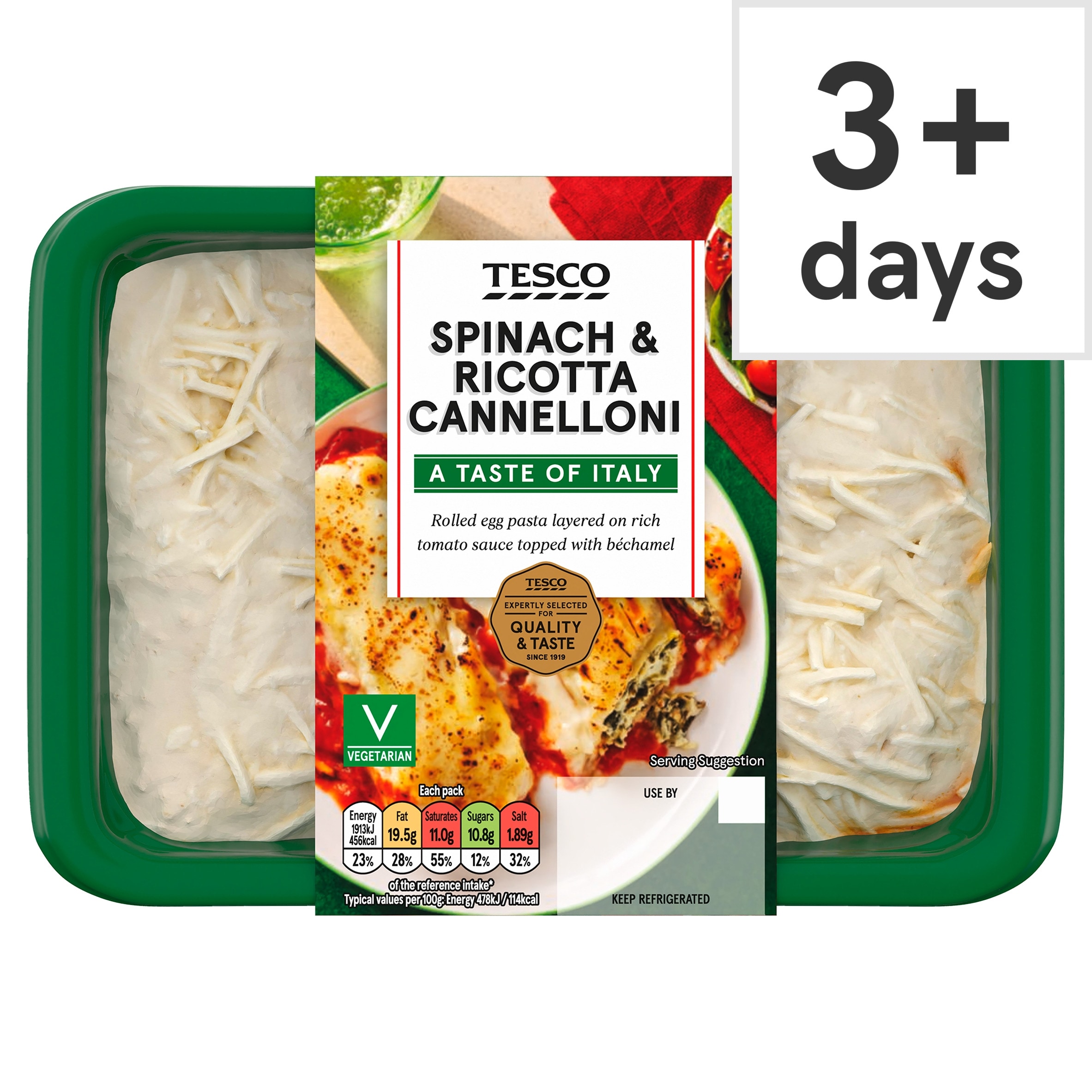 Tesco Spinach & Ricotta Cannelloni 400G