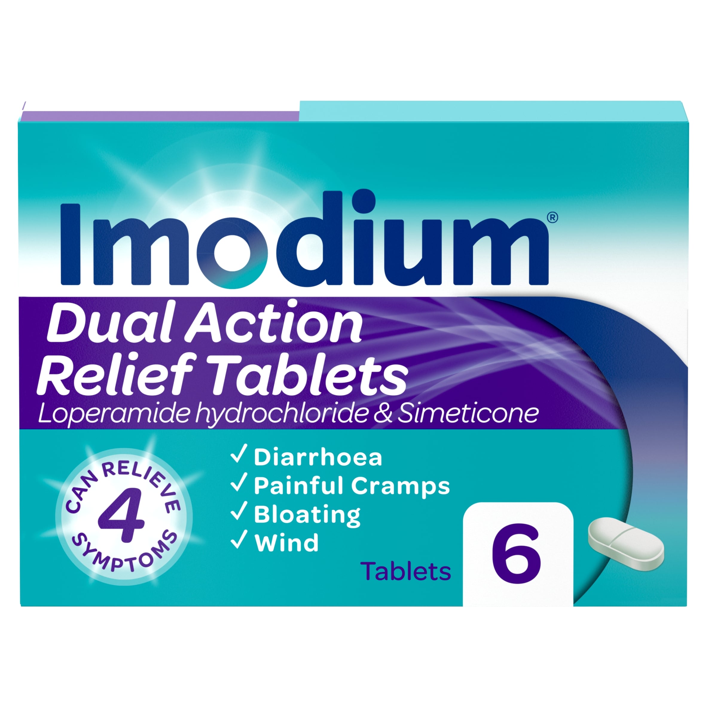 Imodium Dual Action Relief From Diarrhoea 6 s
