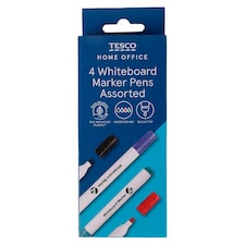 Tesco Whiteboard Markers Asstd 4 Pack Millimetre