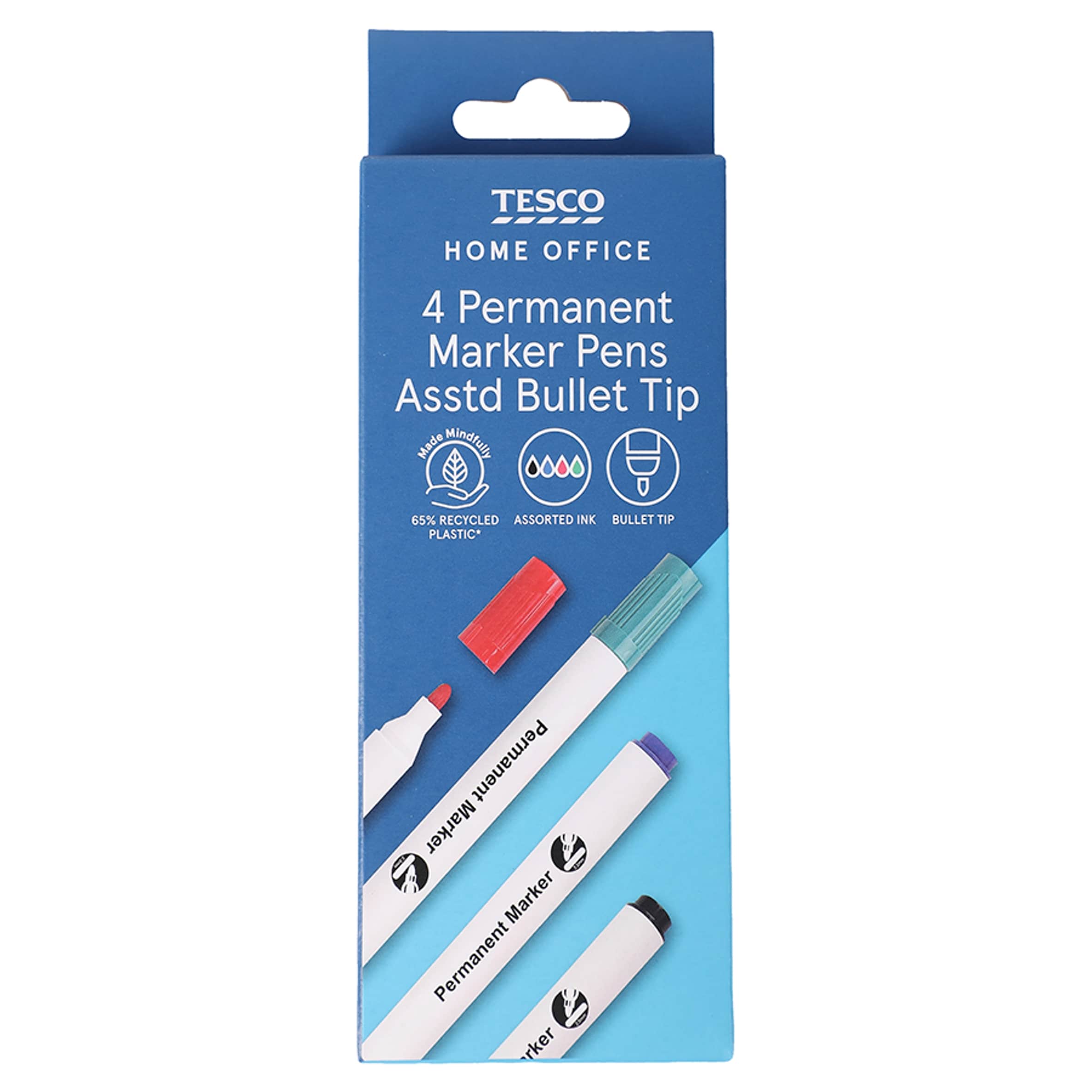 Tesco Permanent Markers Asstd 4 Pack