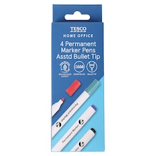 Tesco Permanent Markers Asstd 4 Pack