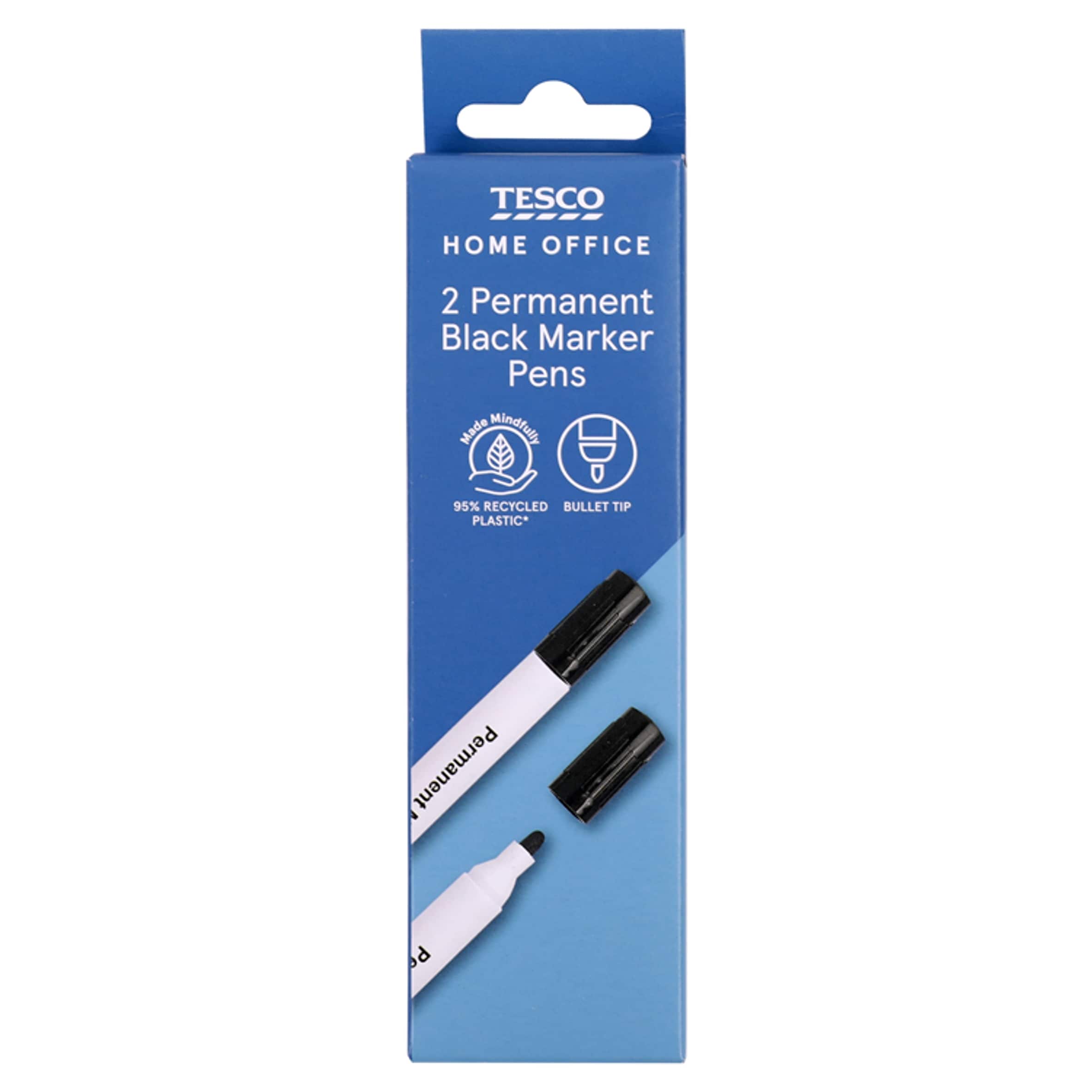 Tesco Permanent Marker Pens Black 2 Pack