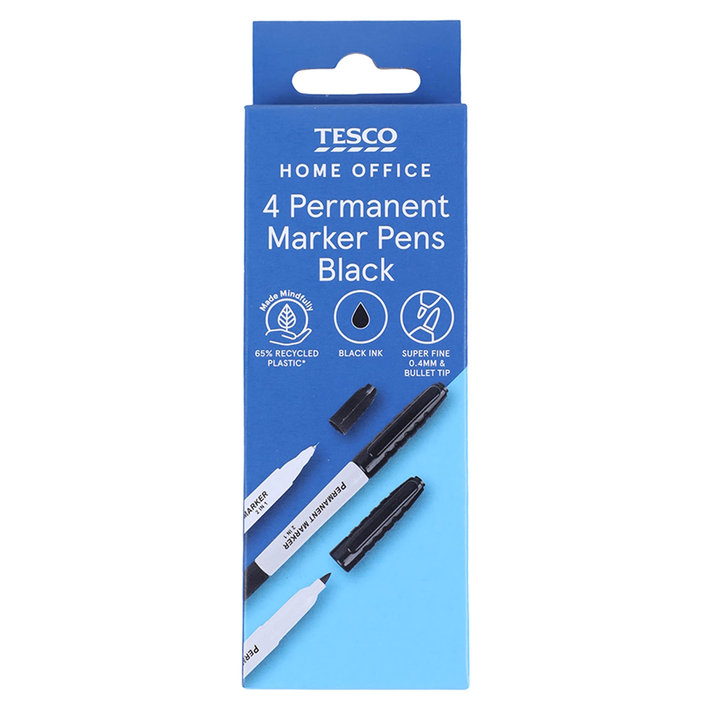 Tesco Permanent Marker Twintip Black 4 Pack