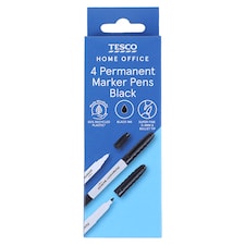 Tesco Permanent Marker Twintip Black 4 Pack