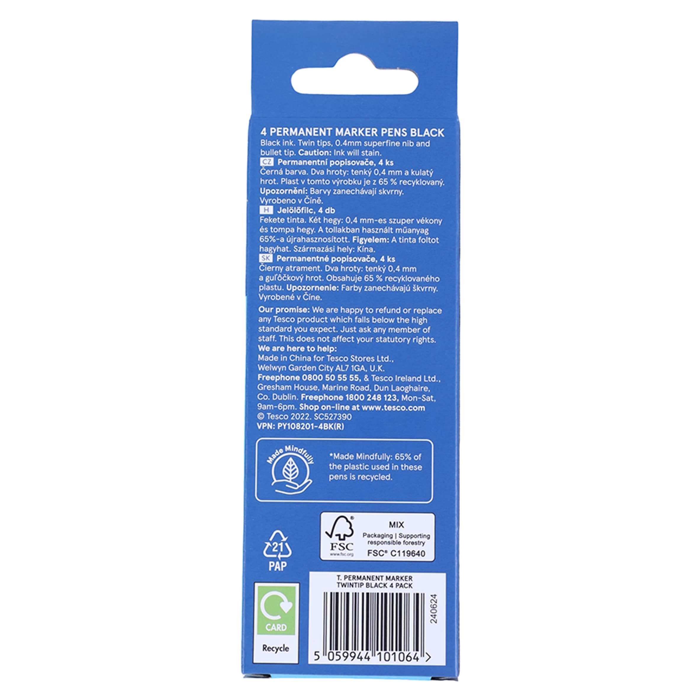 Tesco Permanent Marker Twintip Black 4 Pack thumbnail 2