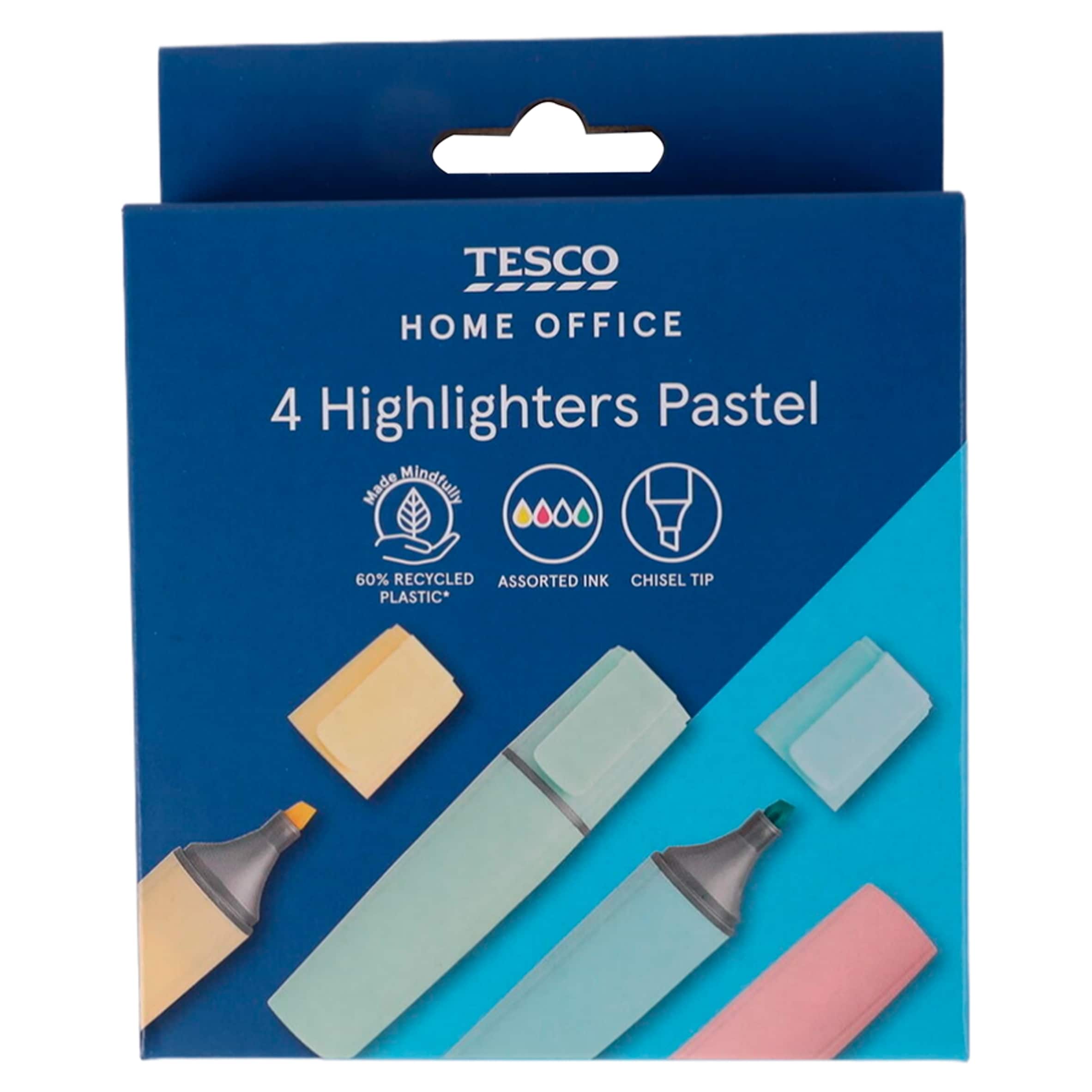 Tesco Pastel Rectangular Highlights 4 Pack
