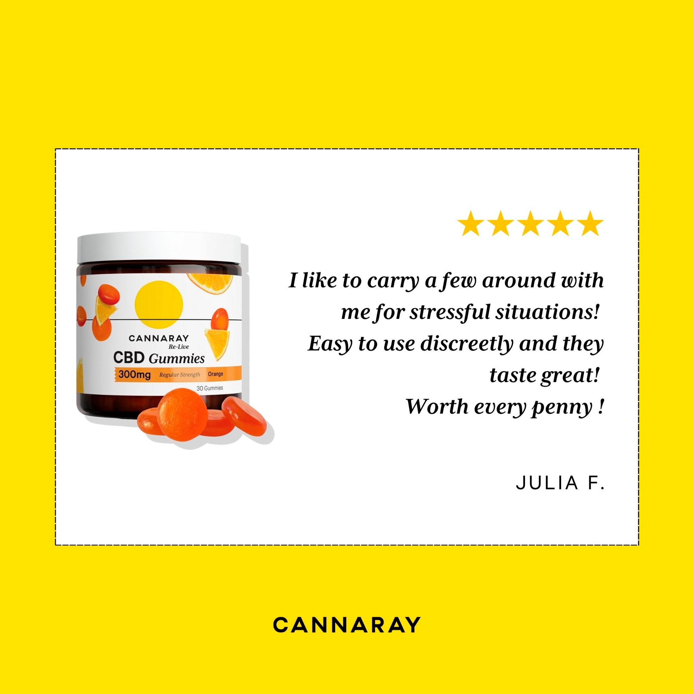 Cannaray Re-Live Orange CBD Gummies 300Mg 30s thumbnail 4