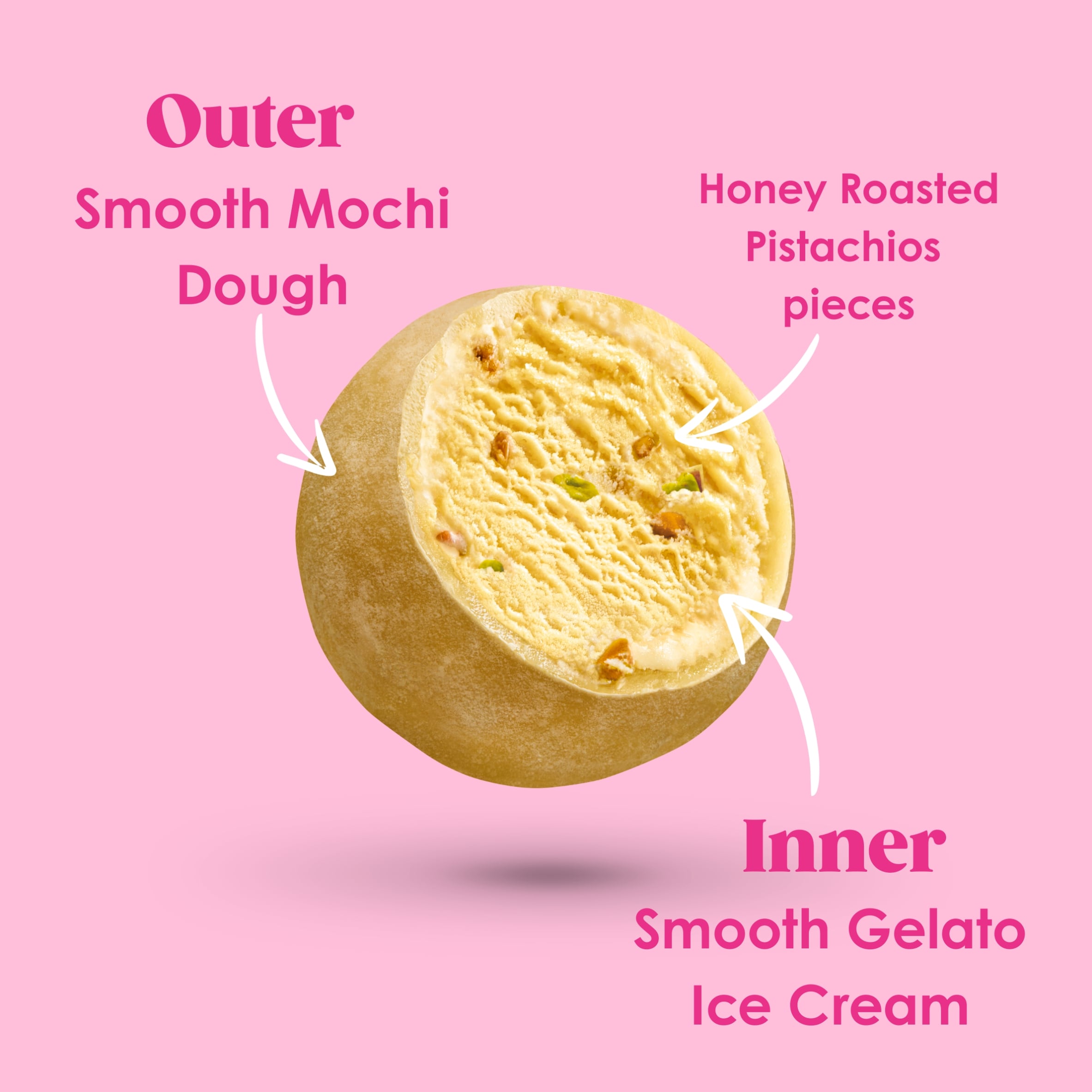 Little Moons Honey Roasted Pistachio Mochi Ice Cream 6x32g thumbnail 4