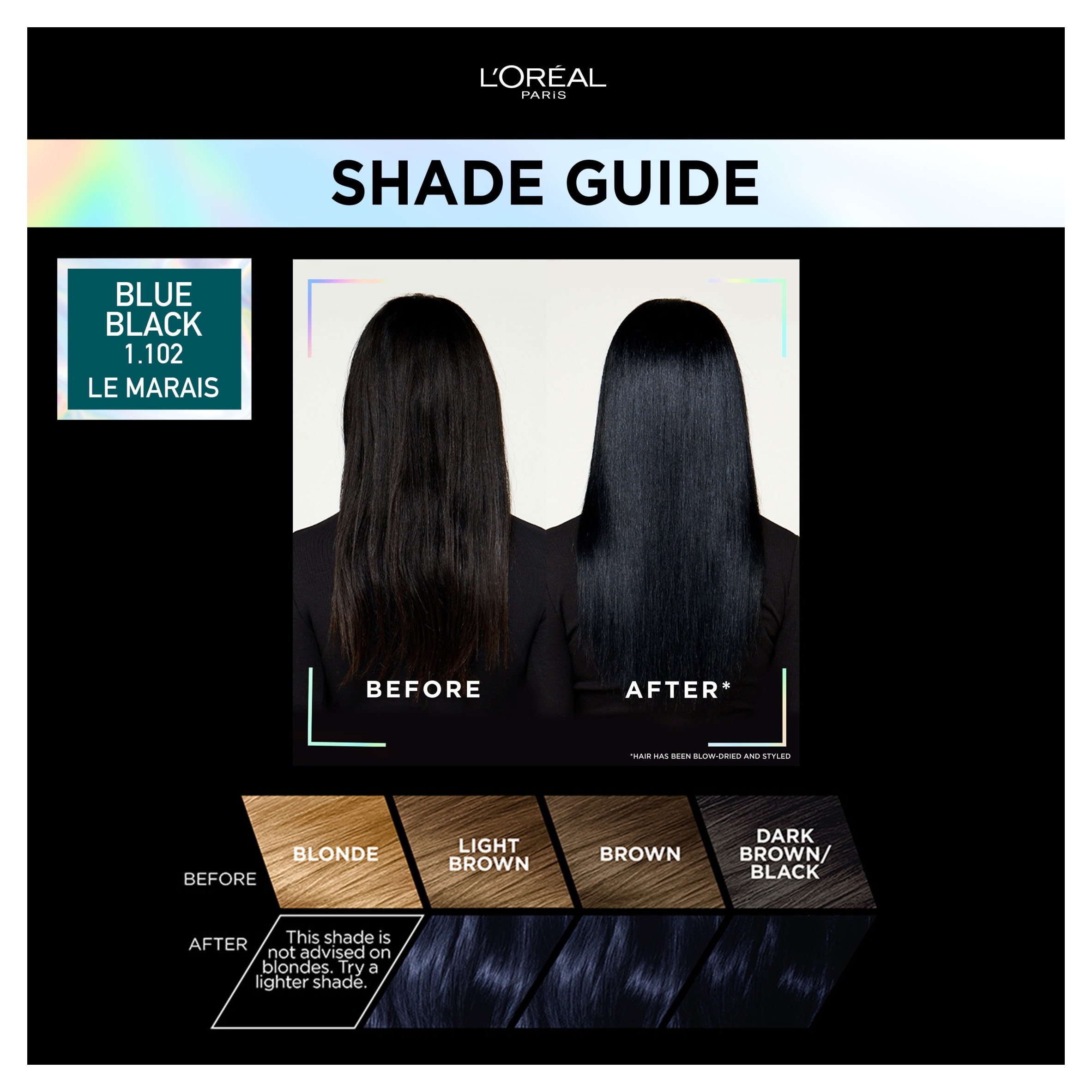 L'Oreal Paris Preference Vivids 1.102 Blue Black Permanent Hair Dye thumbnail 2
