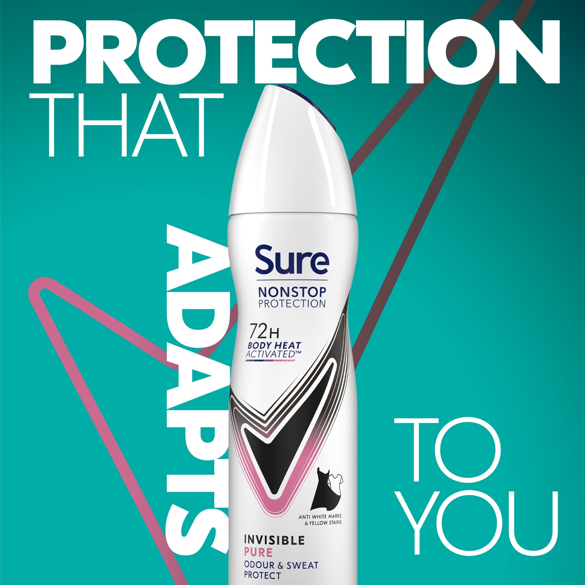 Sure Women Invisible Pure 72h Nonstop Protection Antiperspirant Deodorant 150ml thumbnail 2