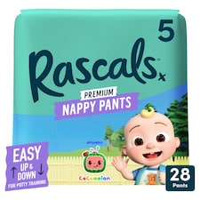 Rascals Premium Nappy Pants - Cocomelon Size 5 28 Pack