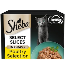 Sheba Select Slices Wet Cat Food Trays Poultry in Gravy 8x85g