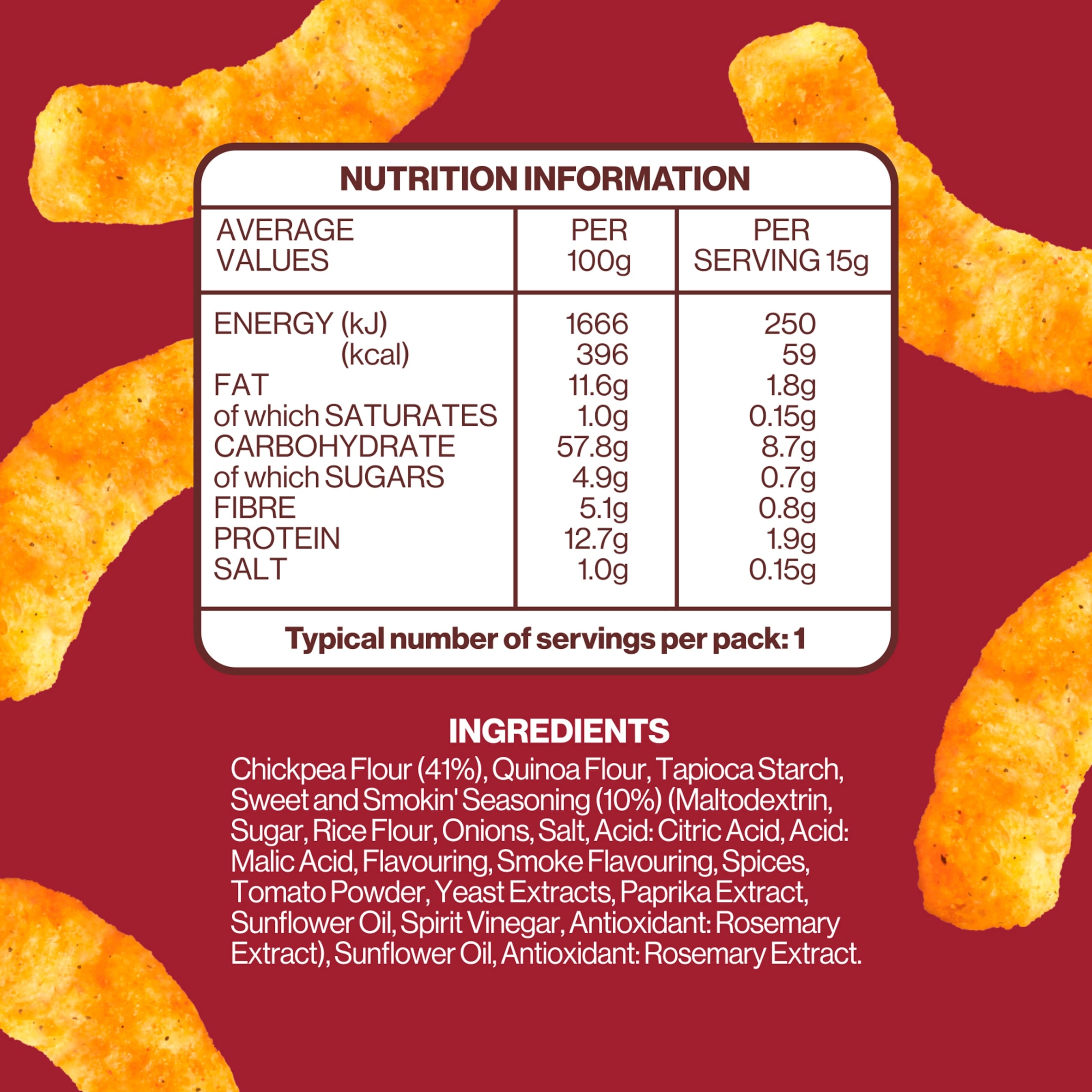 Hippeas Sweet & Smokin' Chickpea Puff Snacks 5 Pack 15g thumbnail 3