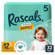 Rascals Premium Nappies Size 5 32 Pack