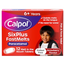 Calpol Six Plus Fast Melts 6+ Years Strawberry Flavour 12 tablets