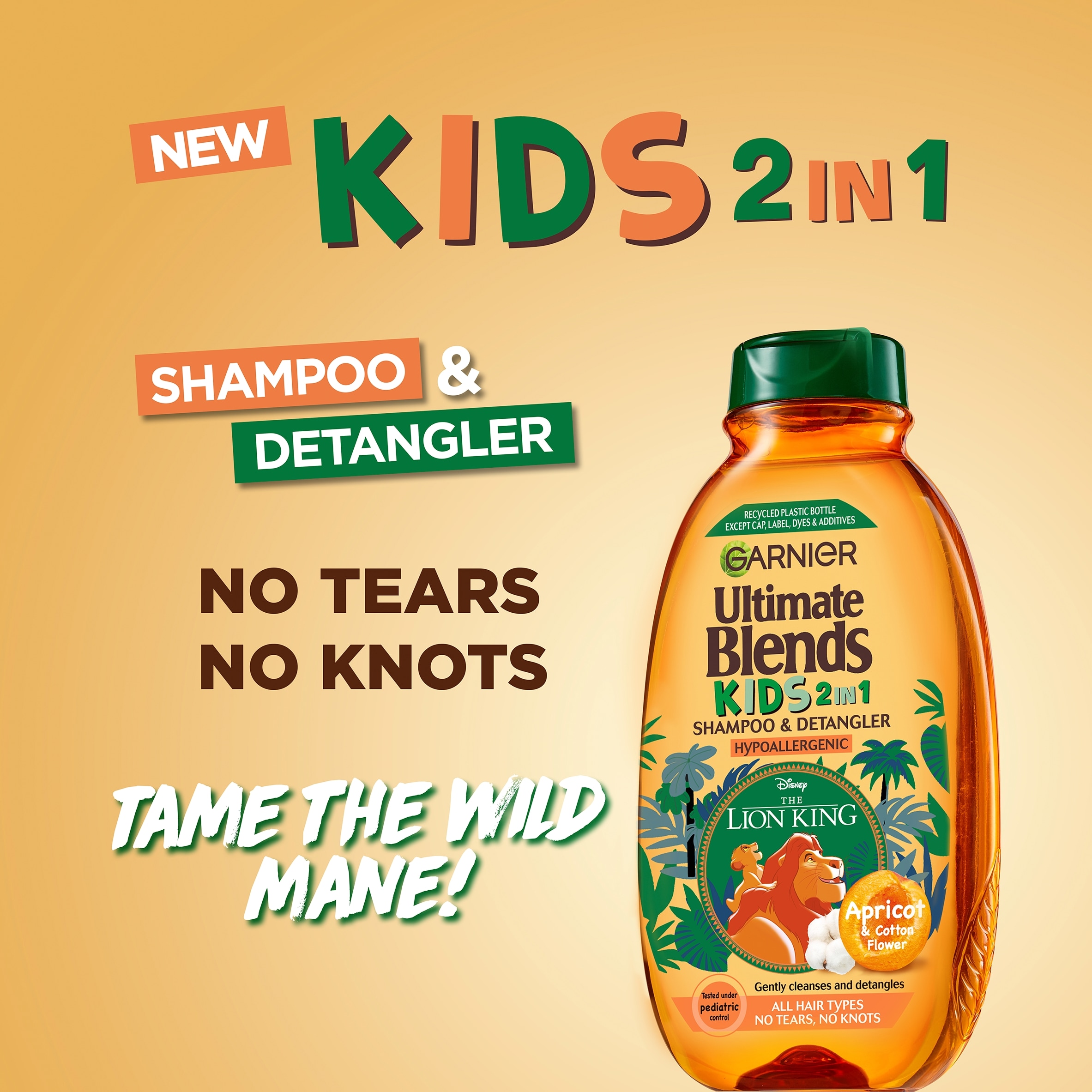 Garnier Ultimate Blends Kids 2 In 1 Apricot Shampoo 250Ml thumbnail 2