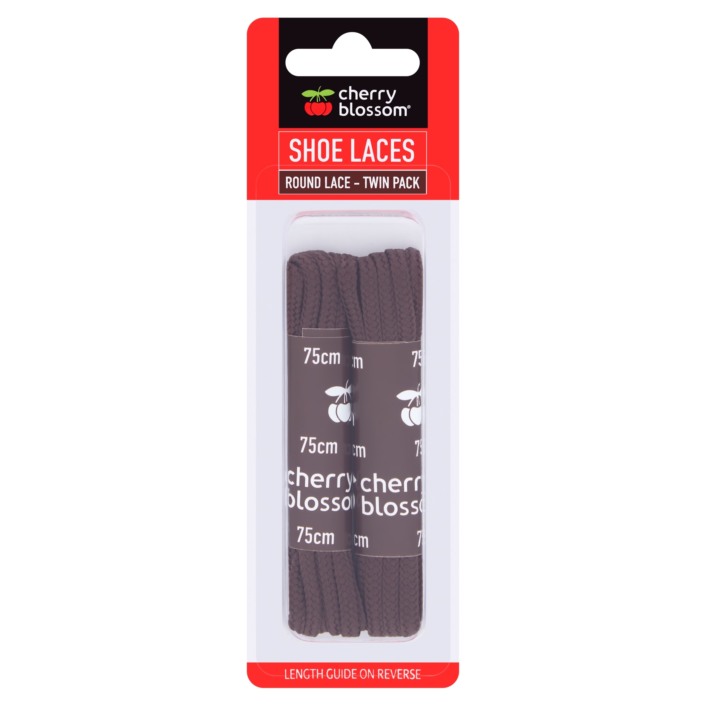 Cherry Blossom Round Shoe Laces Twin Pack Brown 75Cm